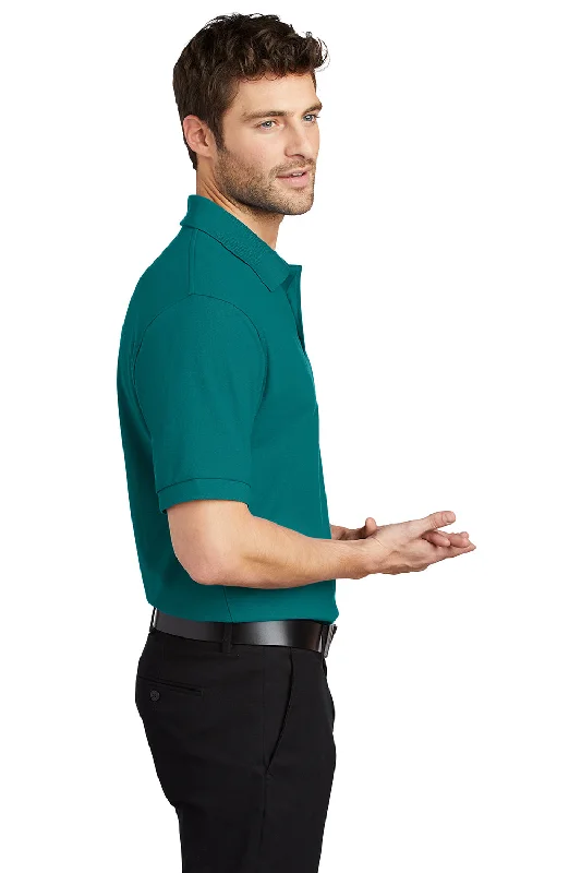 Port Authority Mens Silk Touch Wrinkle Resistant Short Sleeve Polo Shirt - Teal Green