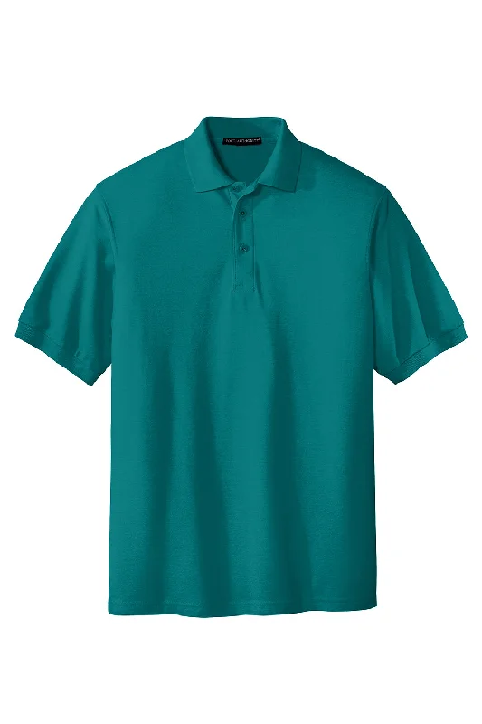 Port Authority Mens Silk Touch Wrinkle Resistant Short Sleeve Polo Shirt - Teal Green