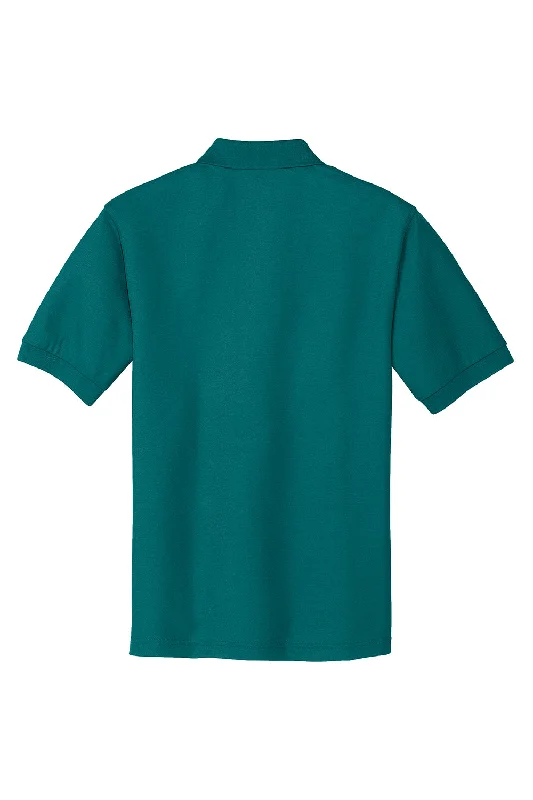 Port Authority Mens Silk Touch Wrinkle Resistant Short Sleeve Polo Shirt - Teal Green