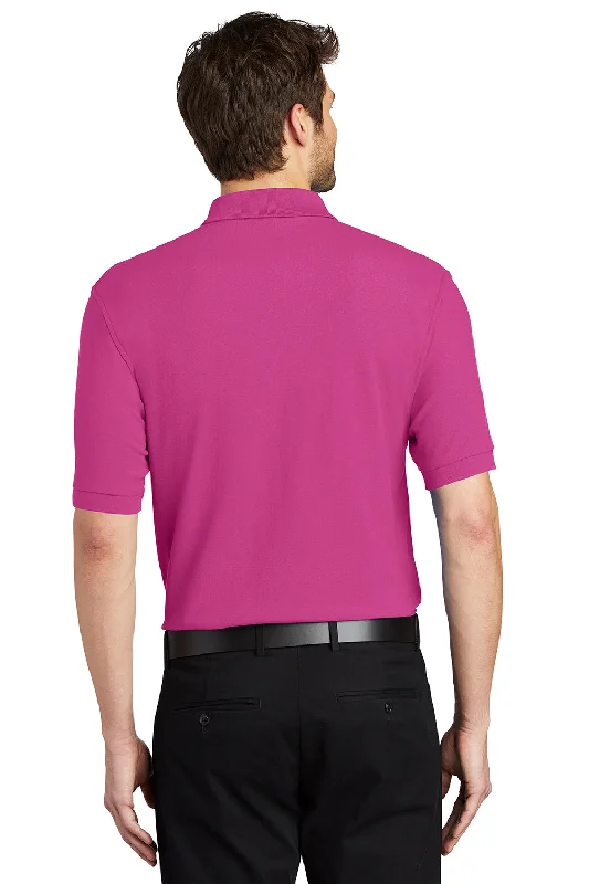 Port Authority Mens Silk Touch Wrinkle Resistant Short Sleeve Polo Shirt - Tropical Pink