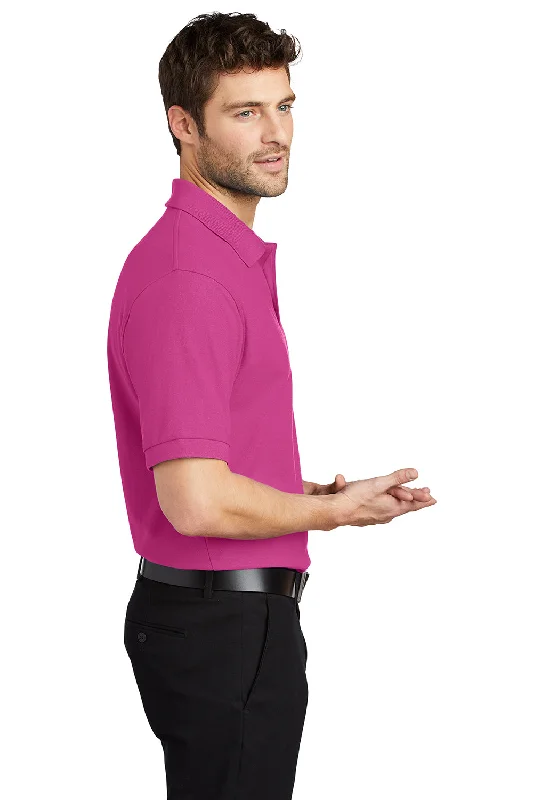 Port Authority Mens Silk Touch Wrinkle Resistant Short Sleeve Polo Shirt - Tropical Pink