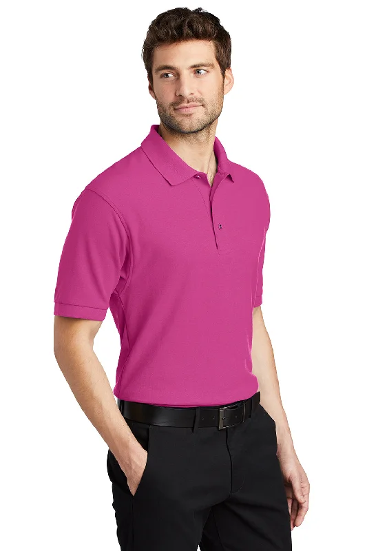 Port Authority Mens Silk Touch Wrinkle Resistant Short Sleeve Polo Shirt - Tropical Pink