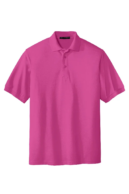 Port Authority Mens Silk Touch Wrinkle Resistant Short Sleeve Polo Shirt - Tropical Pink