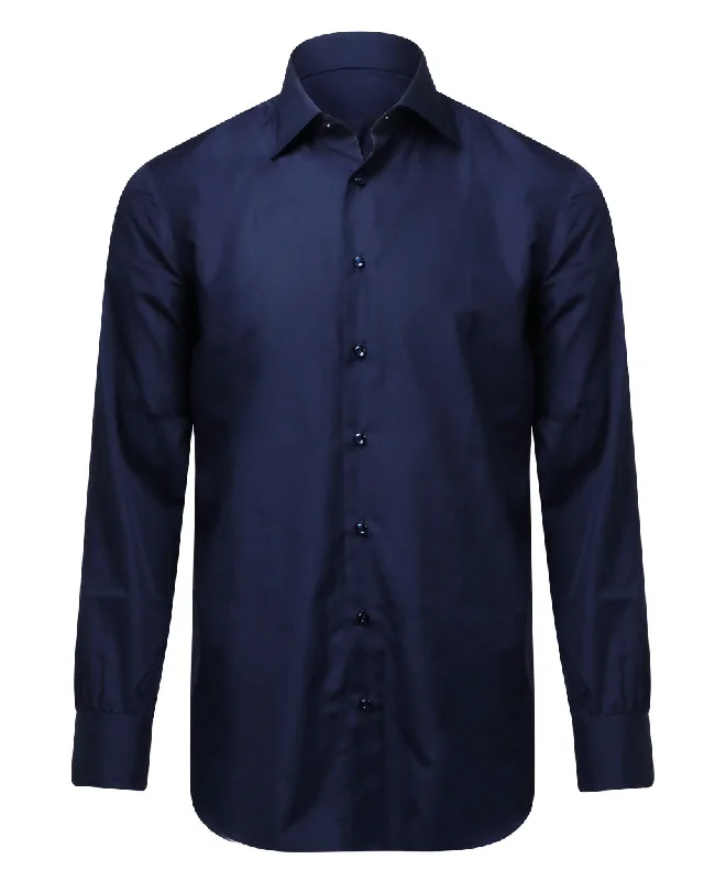 Navy Cotton Poplin Sportshirt