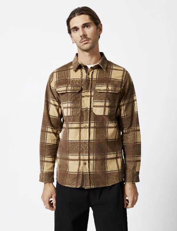 Sawyer Cord Longsleeve Shirt - Cocoa Check