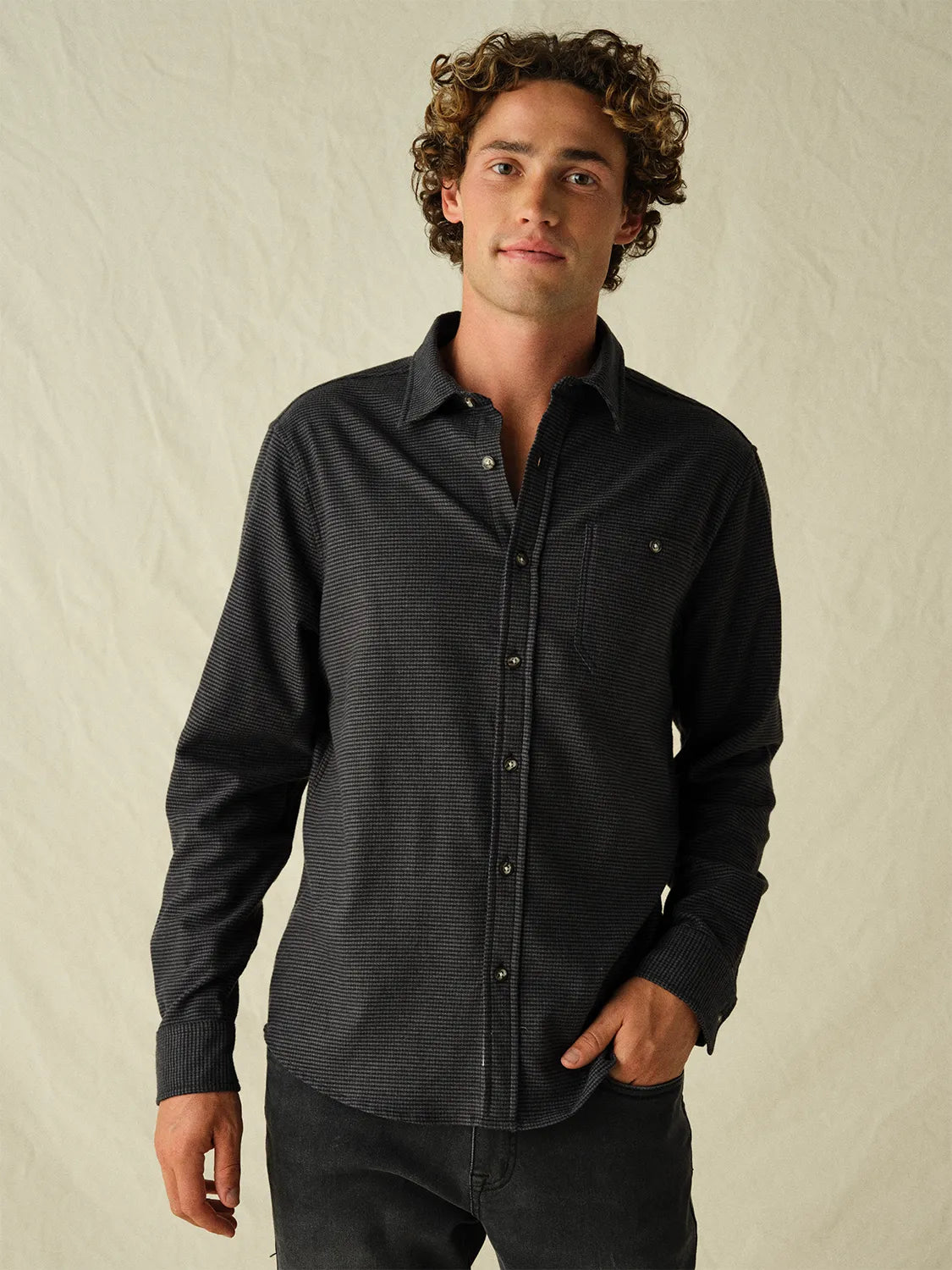 Seaside Lightweight Flannel | Charcoal Houndstooth