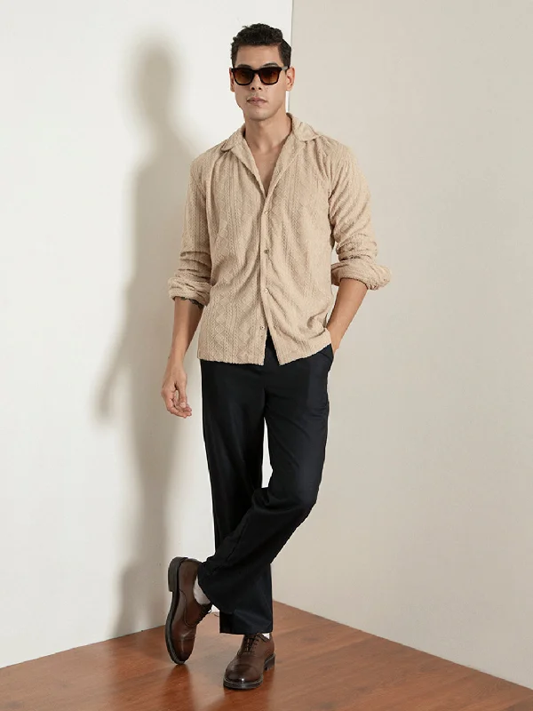 Khaki Self-Embroided Shirt