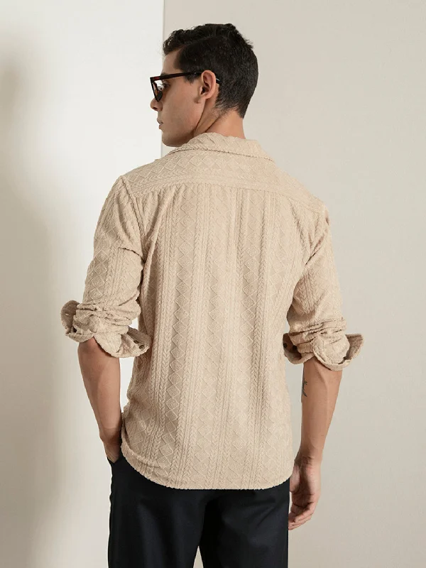 Khaki Self-Embroided Shirt