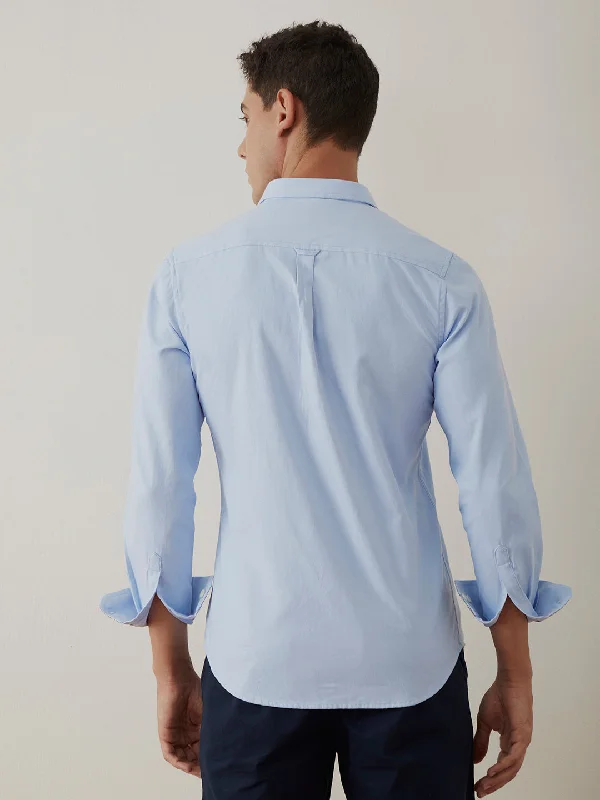 Sky Blue Plain Cotton Poly Shirt