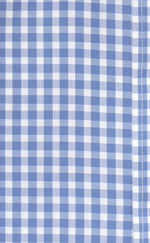 Slim Fit Blue Gingham English Spread Collar Supima® Cotton Non-Iron Broadcloth Dress Shirt