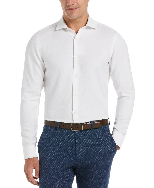 Slim Fit Tech Texture Solid Dobby Dress Shirt