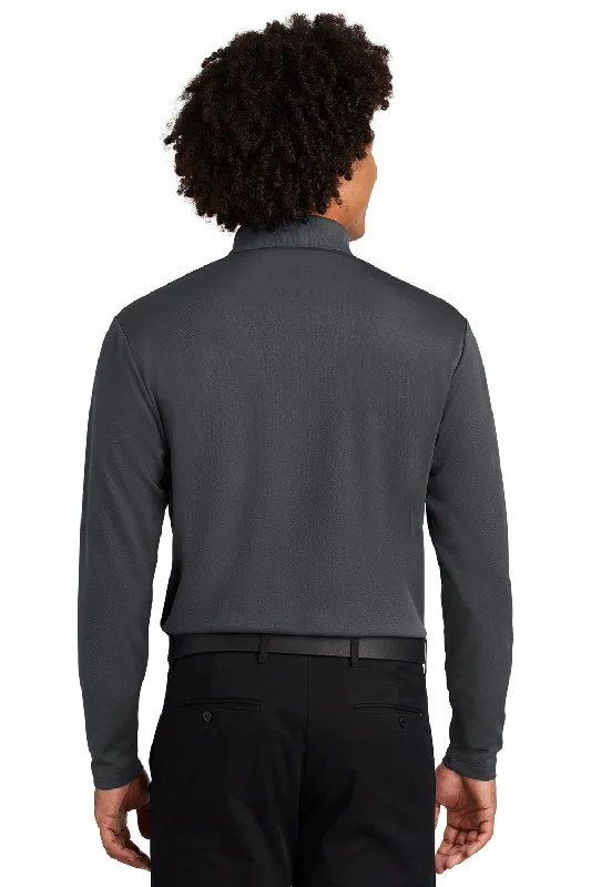 Sport-Tek Mens RacerMesh Moisture Wicking Long Sleeve Polo Shirt - Graphite Grey