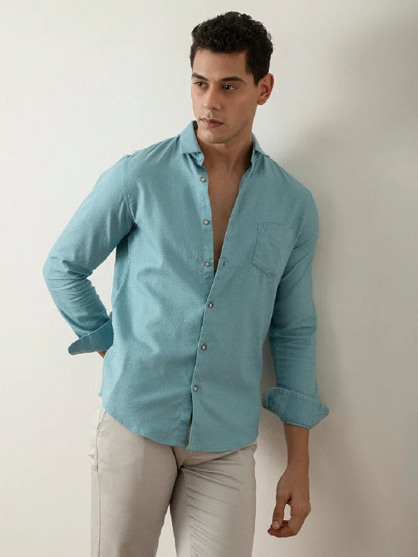 Teal Plain Cotton Shirt