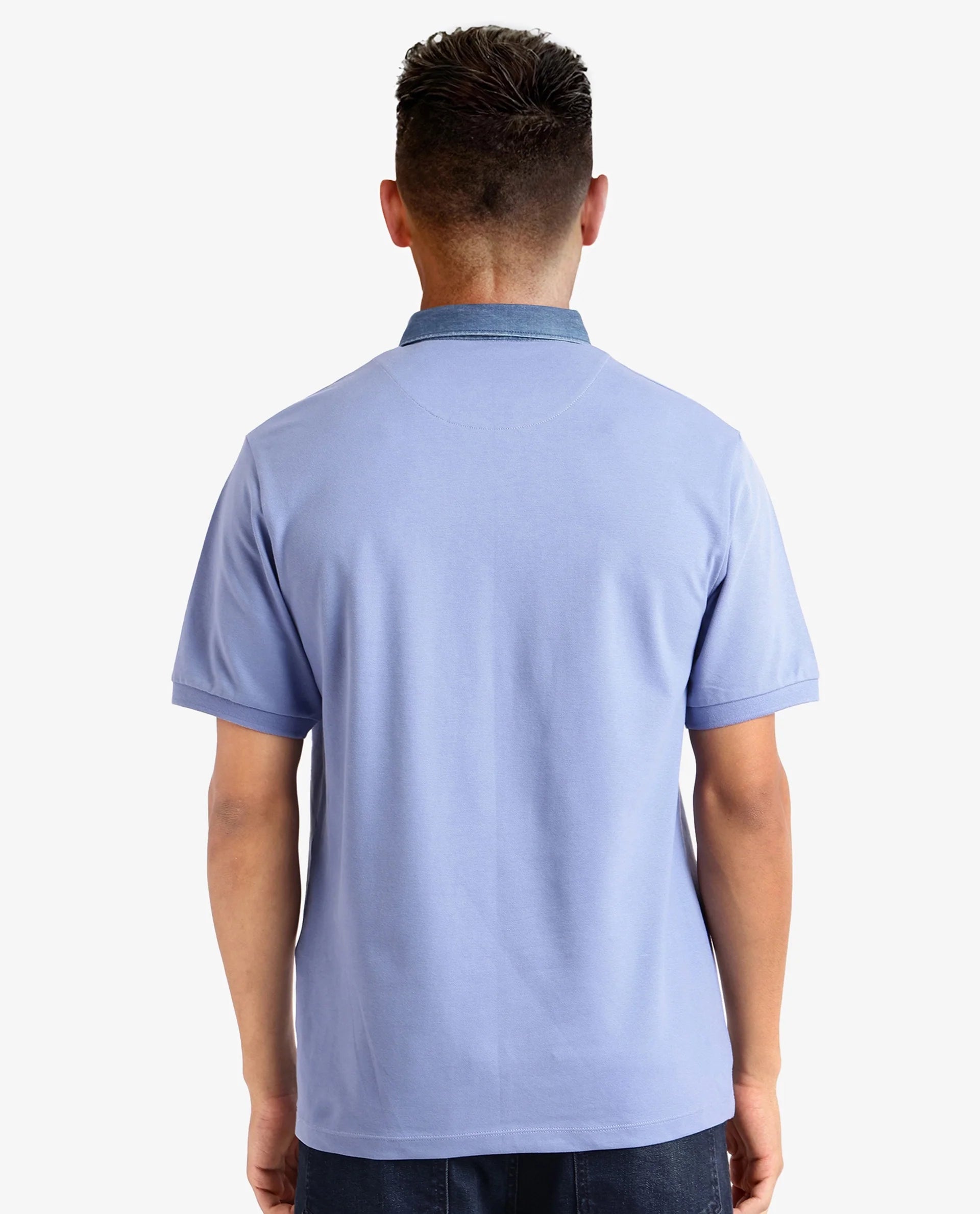 Rare Rabbit Men Tem Blue Short Sleeve Collared Neck Button Closure Plain Polo