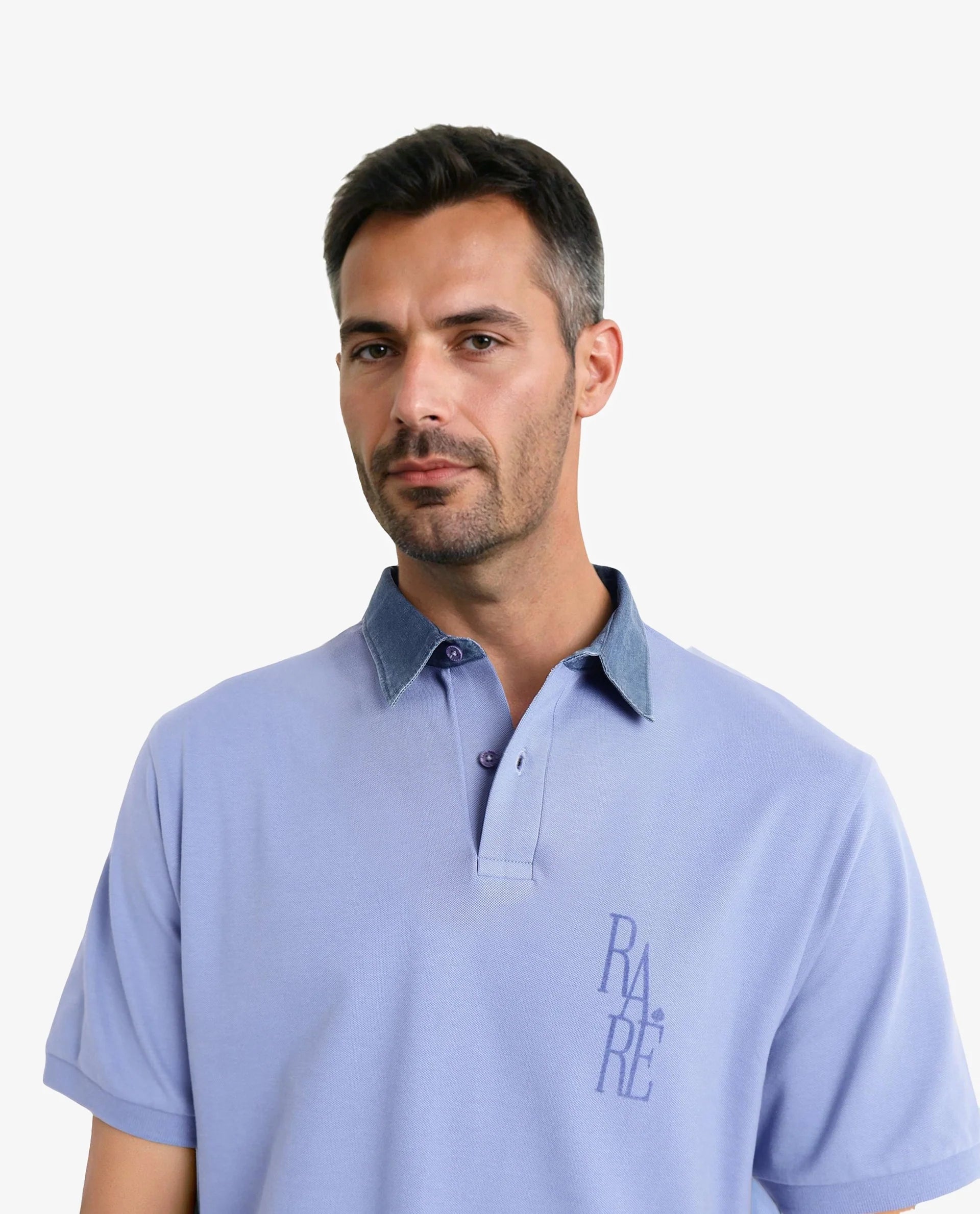 Rare Rabbit Men Tem Blue Short Sleeve Collared Neck Button Closure Plain Polo