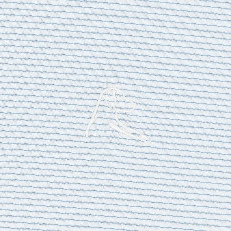 The Shell Stripe | Performance Polo | The Shell Stripe - White/Stone Blue