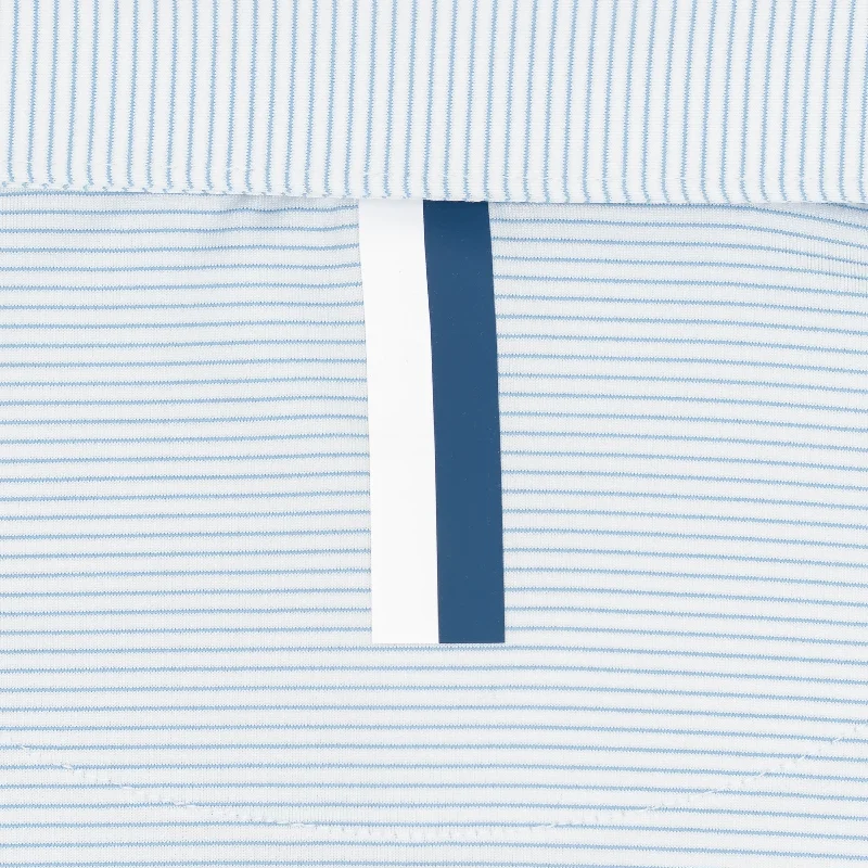 The Shell Stripe | Performance Polo | The Shell Stripe - White/Stone Blue