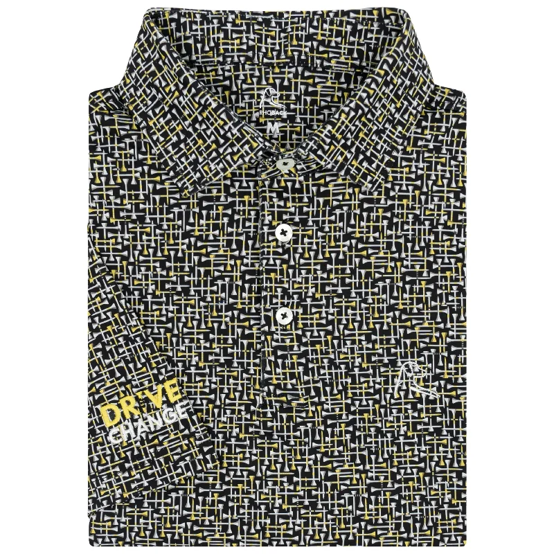 The Tee Plaid | Performance Polo | The Tee Plaid - Black/Sun Yellow - Drive Change