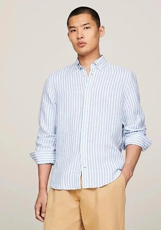 Tommy Hilfiger Bold Linen Stripe Shirt, Dark Navy & White