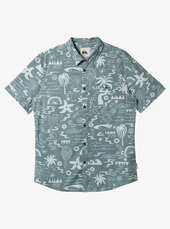 Tropical Breeze Classic Short Sleeve Shirt - Cadet Grey Aop Ss Woven