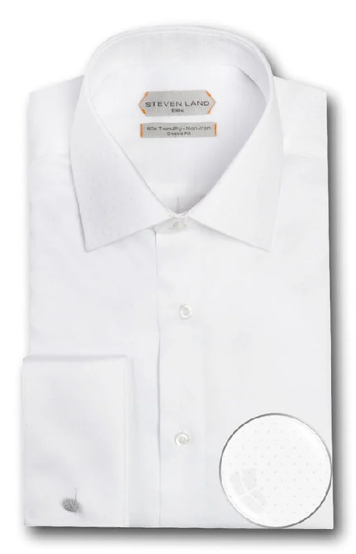 Dress Shirt Elite Collection | Classic Fit French Cuff Non-Iron for Men | White