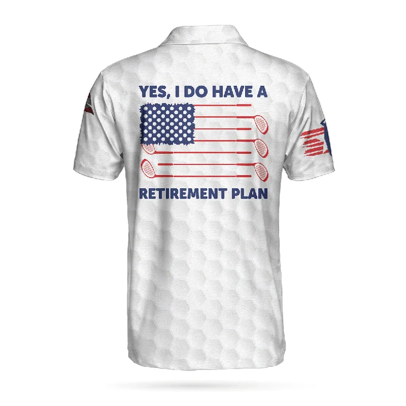 Yes I Do Have A Retirement Plan Golf Polo Shirt, Golf Pattern Ripped American Flag Polo Shirt, Best Golf Shirt For Men Coolspod