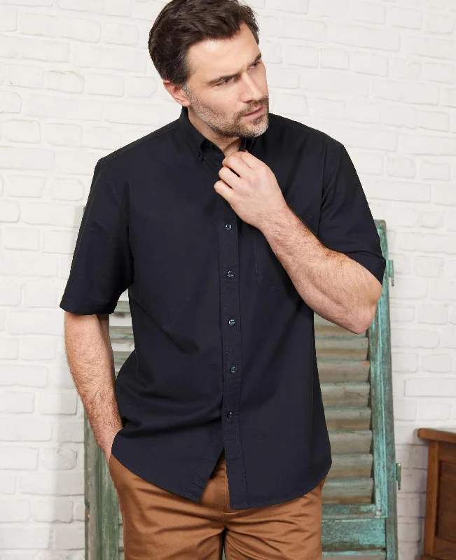 Dark Navy Classic Fit Short Sleeve Oxford Shirt