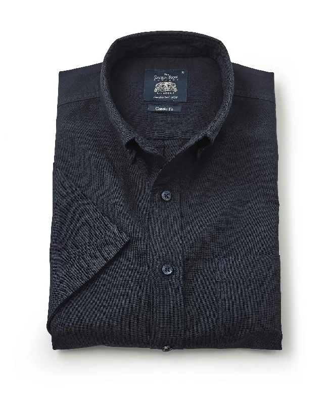 Dark Navy Classic Fit Short Sleeve Oxford Shirt