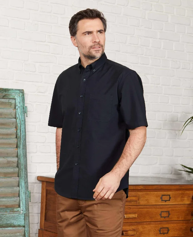 Dark Navy Classic Fit Short Sleeve Oxford Shirt