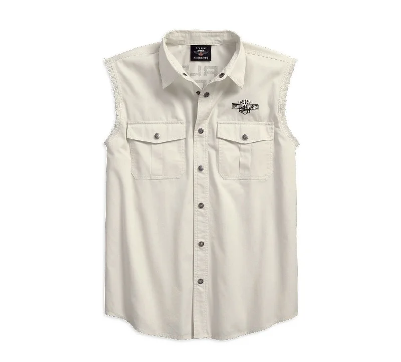 Harley-Davidson® Men's Americana Sleeveless Blowout Shirt, Off-White 96185-18VM