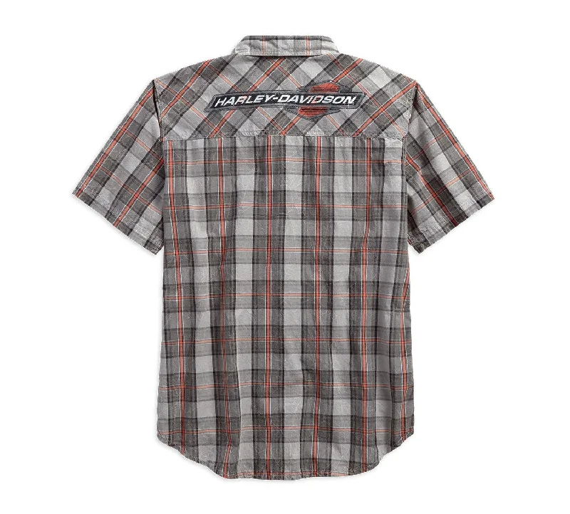 Harley-Davidson® Men's Distressed Washed Plaid Short Sleeve Shirt 96119-18VM