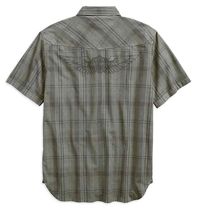 Harley-Davidson® Men's Over-Dyed Plaid Short Sleeve Woven Shirt 96540-19VM