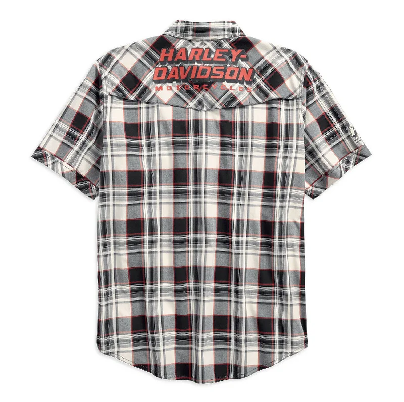 Harley-Davidson® Men's Performance Vented Plaid Woven Shirt, White 96548-19VM