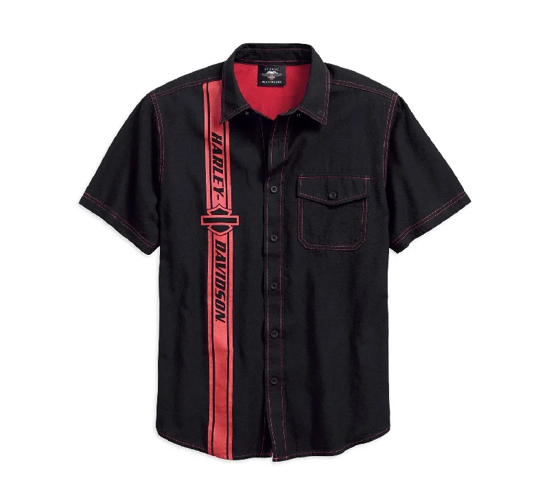 Harley-Davidson® Men's Vertical Stripe Short Sleeve Woven Shirt - 96178-18VM