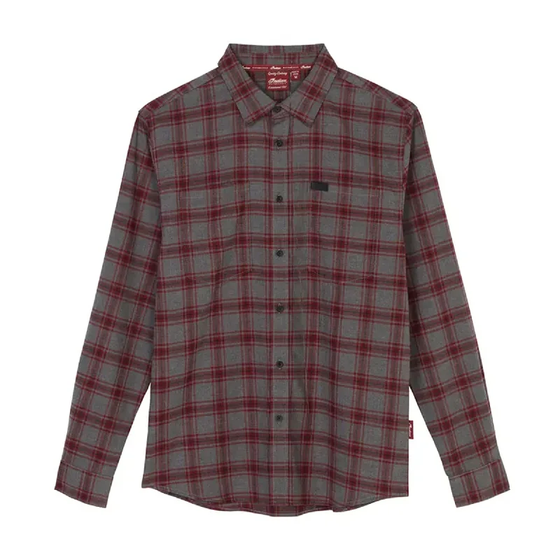 Indian Motorcycle  Mens Phoenix Plaid Shirt Soft Comfy Lightweight Cotton Gray