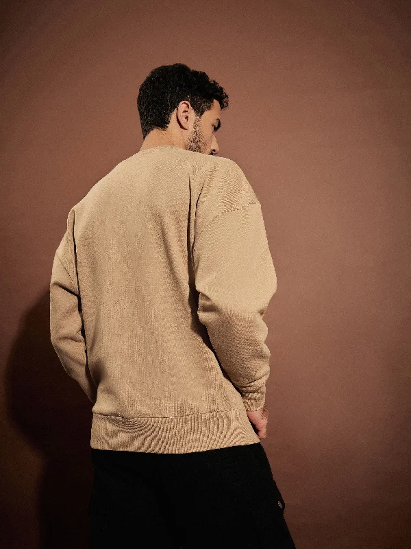 Men Beige CAR Oversized Sweatshirt