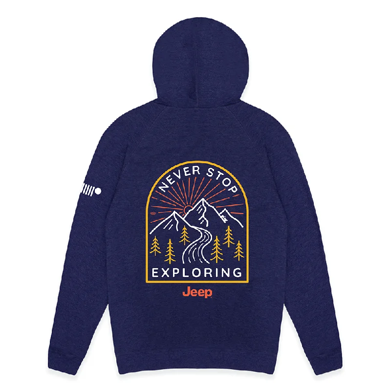 Mens Jeep® Never Stop Exploring Zip French Terry Hooded Sweatshirt - Denim