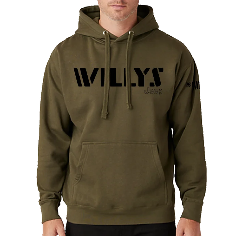 Mens Jeep® Willys Hoodie Sweatshirt - Heather Jeep Green