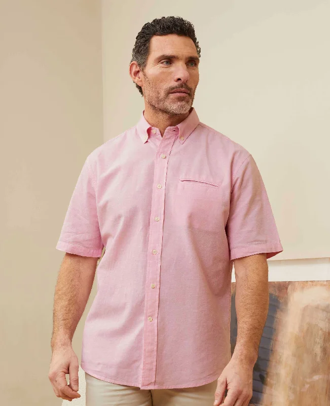 Pink Linen Cotton Short Sleeve Shirt