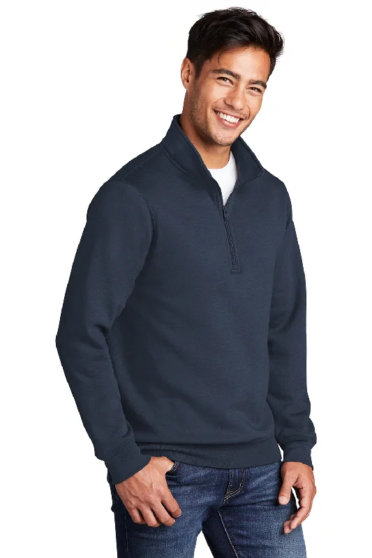 Port & Company Mens Core Fleece 1/4 Zip Sweatshirt - Navy Blue