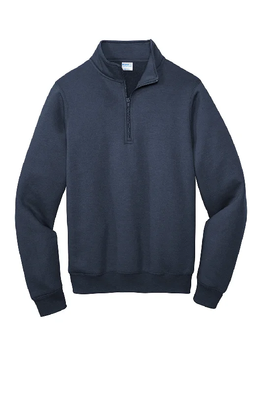 Port & Company Mens Core Fleece 1/4 Zip Sweatshirt - Navy Blue