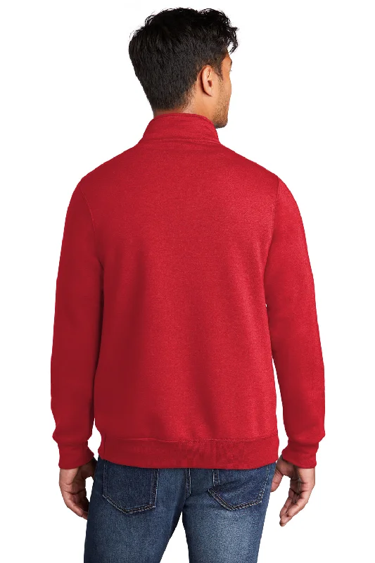 Port & Company Mens Core Fleece 1/4 Zip Sweatshirt - Red