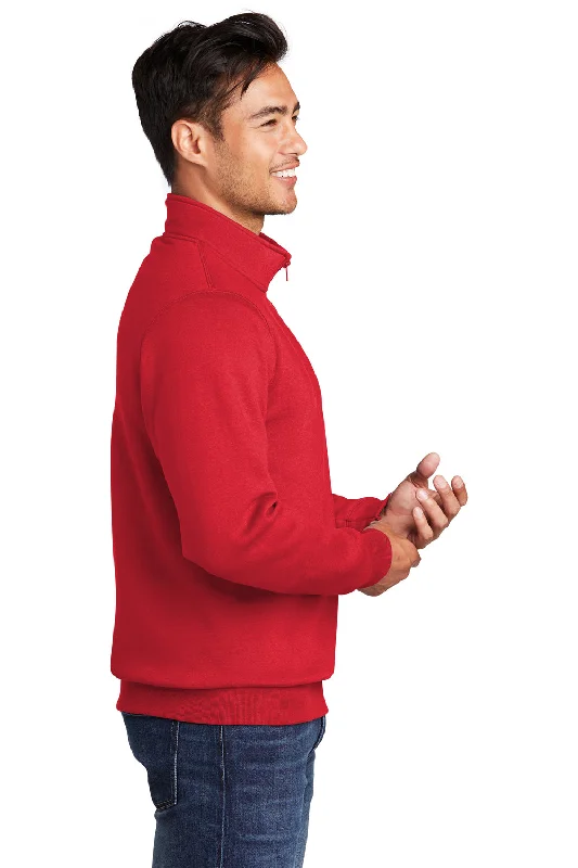 Port & Company Mens Core Fleece 1/4 Zip Sweatshirt - Red