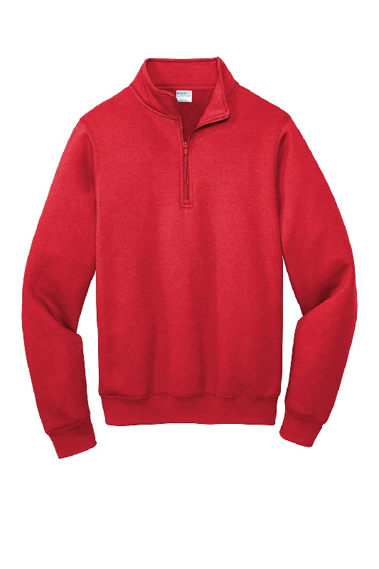 Port & Company Mens Core Fleece 1/4 Zip Sweatshirt - Red