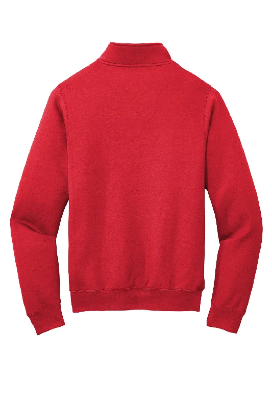 Port & Company Mens Core Fleece 1/4 Zip Sweatshirt - Red