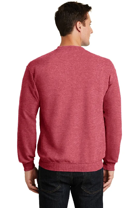 Port & Company Mens Core Pill Resistant Fleece Crewneck Sweatshirt - Heather Red