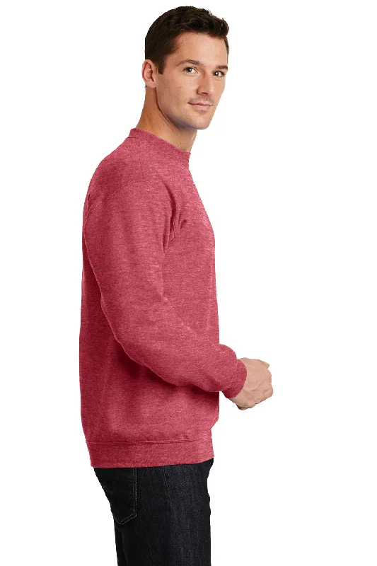 Port & Company Mens Core Pill Resistant Fleece Crewneck Sweatshirt - Heather Red