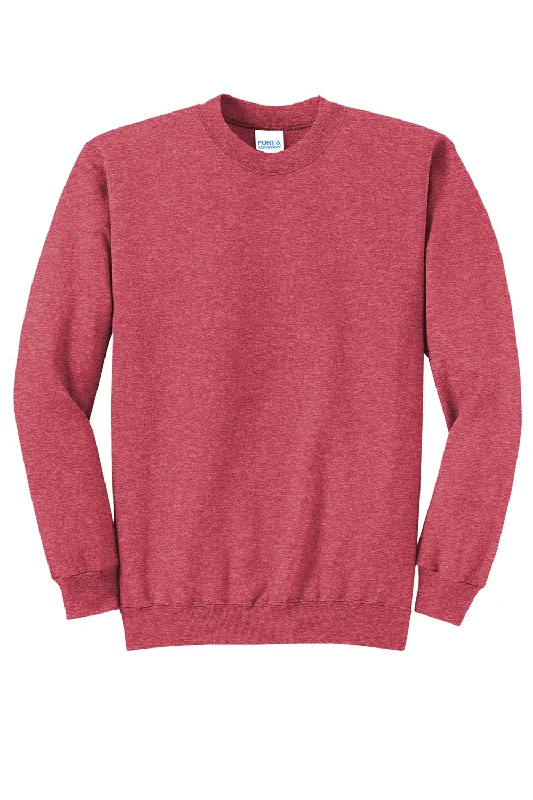 Port & Company Mens Core Pill Resistant Fleece Crewneck Sweatshirt - Heather Red