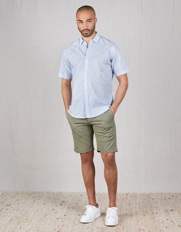 Raglan Light Blue Stripe Short Sleeve Shirt