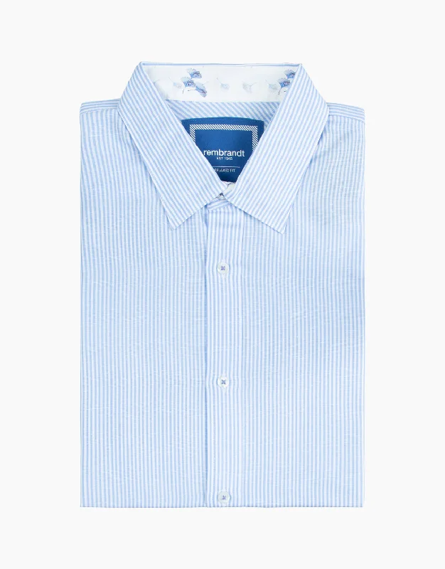 Raglan Light Blue Stripe Short Sleeve Shirt